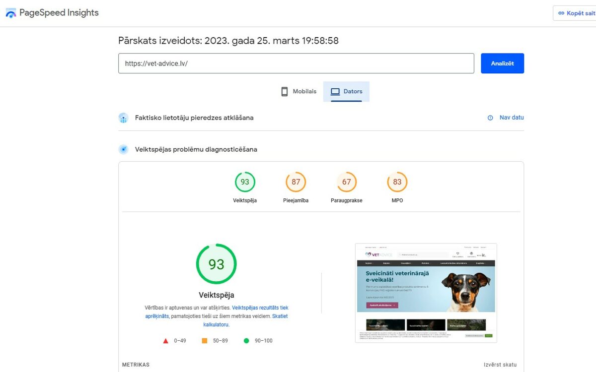 Mājaslapas ielādes ātrums ir svarīgs iekšējā SEO aspekts