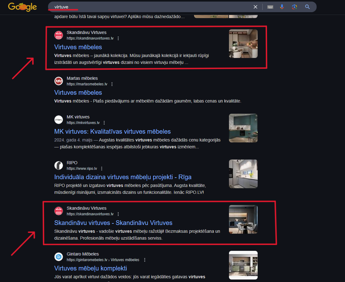 atslēgvārdu kanibalizācija piemērs